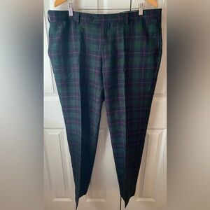Brooks Brothers Armstrong Tartan Plaid Moon England Worsted Wool Dress Pants 40